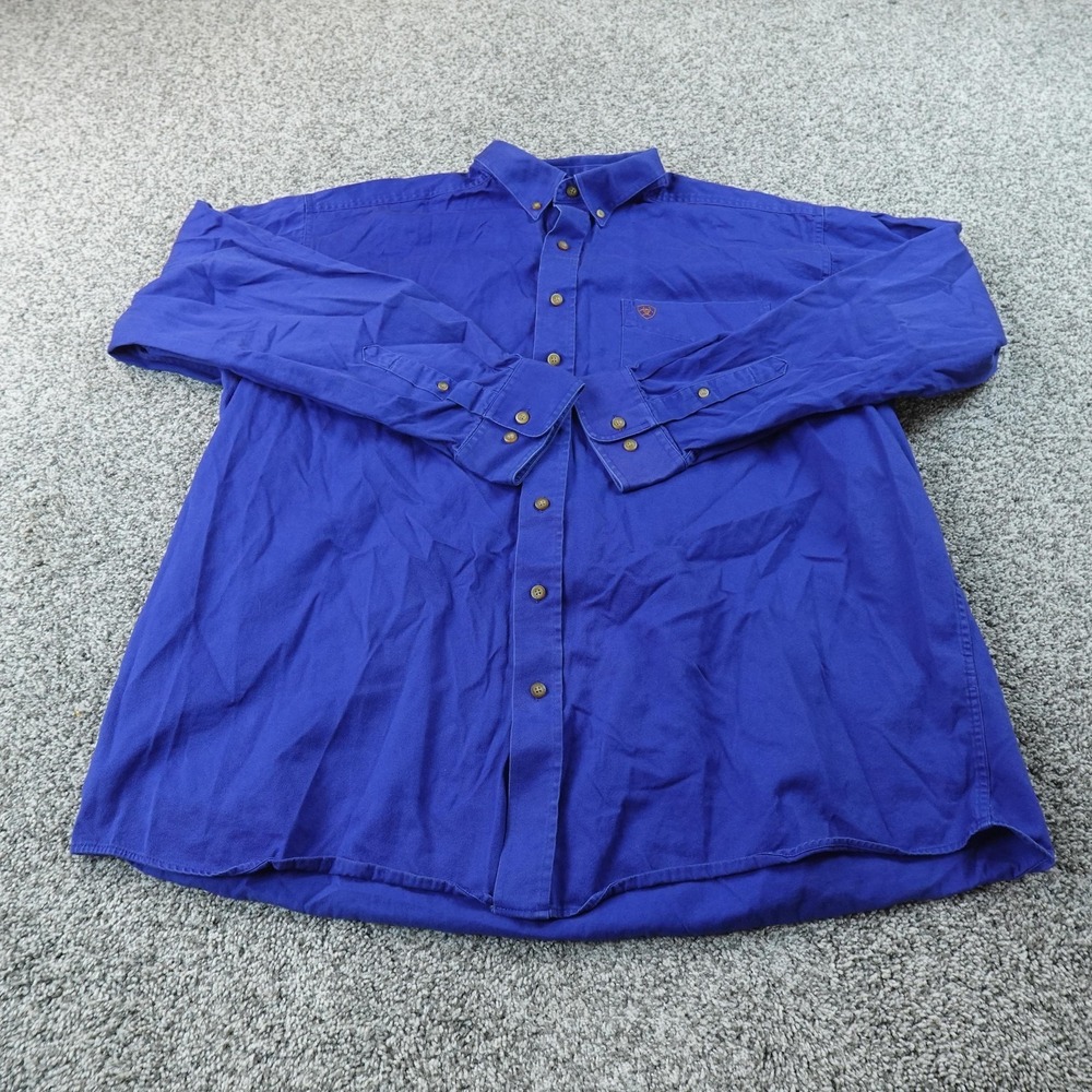 Ariat Shirt Mens 2XL Blue Twill Long Sleeve Button Up Western Cowboy Ranch Rodeo